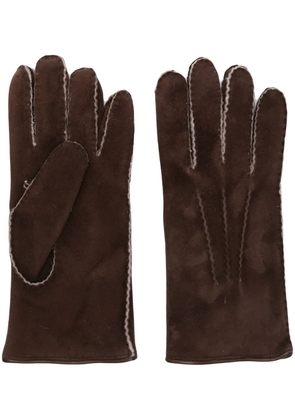 Moorer contrast-trim suede gloves - Brown