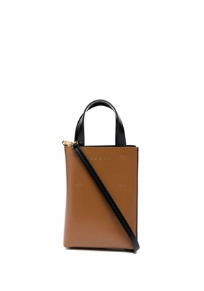 Marni two-tone leather tote bag - Brown