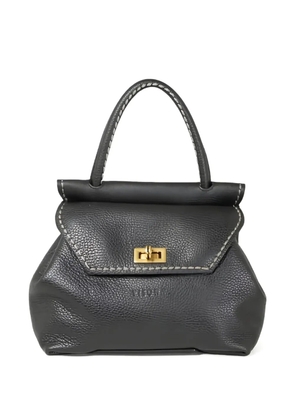 VISONA` twist-lock leather handbag - Black