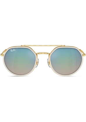 Ray-Ban logo-print round-frame sunglasses - Gold