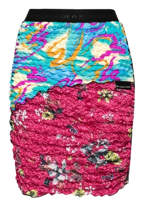 Marine Serre crinkled patchwork skirt - Black