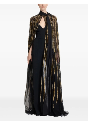 Elie Saab bead-embellished cape - Black