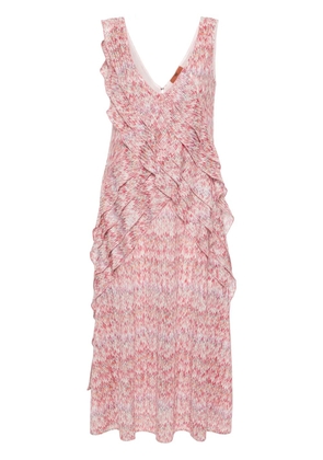 Missoni zigzag ruffled midi dress - Pink