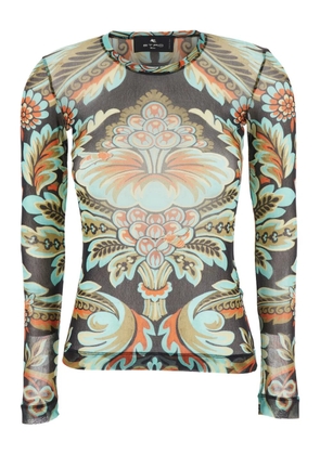 ETRO paisley-print mesh top - Black