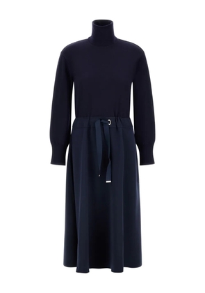 Herno turtleneck drawstring-waist midi dress - Blue