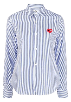 Comme Des Garçons logo-patch striped shirt - Blue