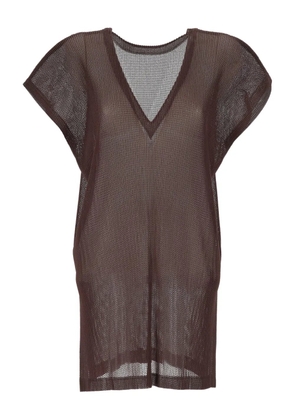 Pleats Please Issey Miyake V-neck dress - Brown