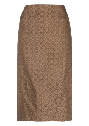 Marine Serre Regenerated Moon Diamant jacquard midi skirt - Brown