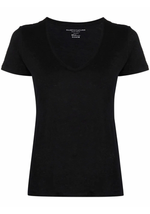 Majestic Filatures scoop neck linen-blend T-shirt - Black