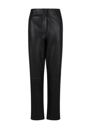 SELECTED leather straight-leg trousers - Black
