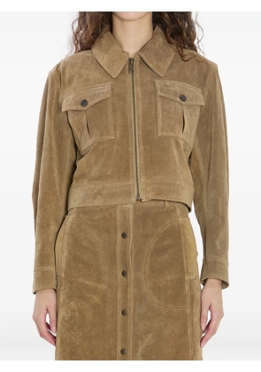 Arma pointed-collar zip-front jacket - Brown