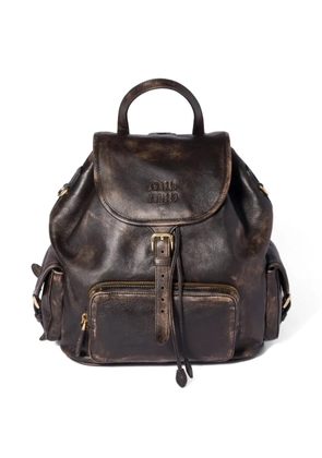 Miu Miu large leather backpack - Brown