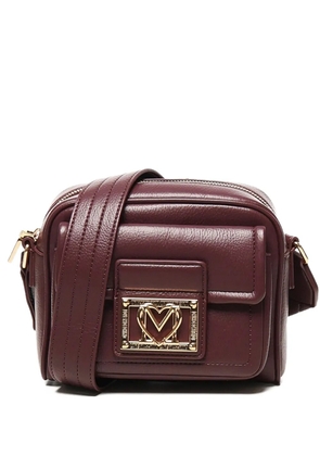 Love Moschino logo-plaque flap shoulder bag - Red