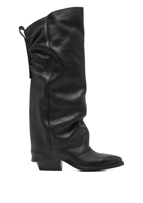Gisel Moire Hunter point-toe heeled boots - Black