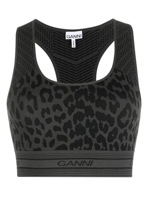 GANNI leopard-print racerback bralette - Black