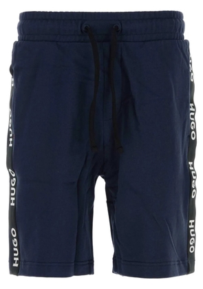 HUGO Sporty logo-tape cotton shorts - Blue