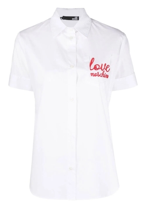 Love Moschino logo-embroidered short-sleeve shirt - White