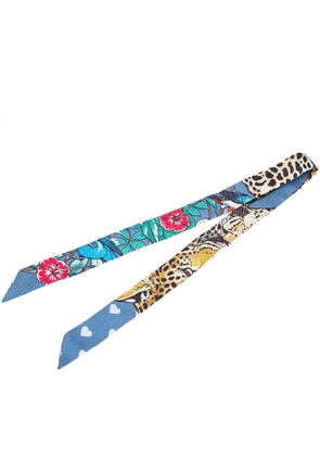 Hermès Pre-Owned 2010-2025 Jungle Love Love Doll Silk Twilly Scarf scarves - Blue