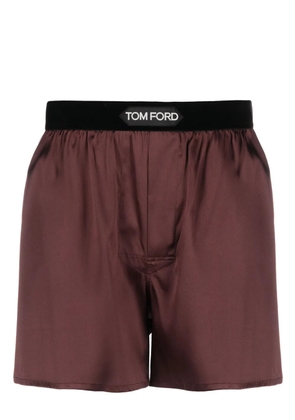 TOM FORD logo-waistband silk boxers - Brown