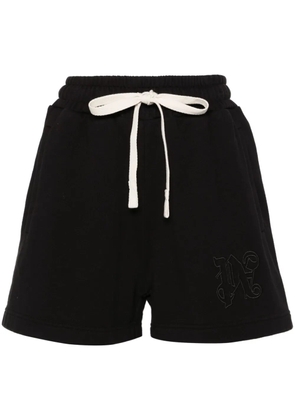 Palm Angels logo-embroidered cotton track shorts - Black
