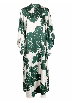 La DoubleJ Magnifico foliage-print silk dress - White