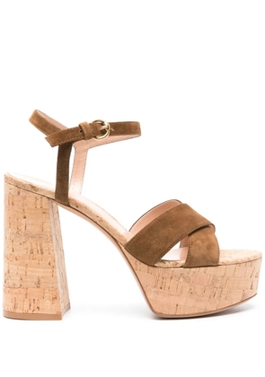 Gianvito Rossi 128mm suede platform sandals - Brown