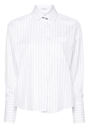 Brunello Cucinelli pinstriped Monili-chain shirt - White