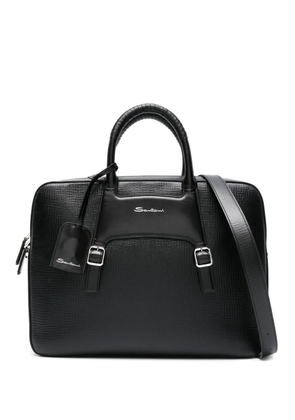 Santoni panelled leather briefcase - Black