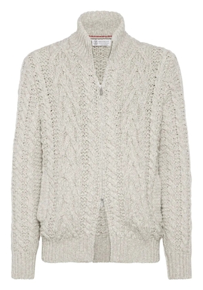 Brunello Cucinelli cable-knit zip-up cardigan - Neutrals