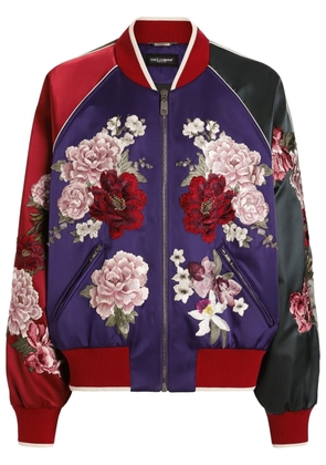 Dolce & Gabbana rose print bomber jacket - Purple