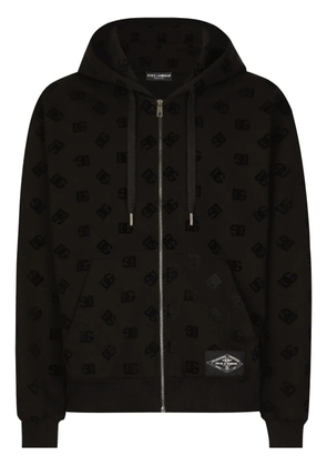 Dolce & Gabbana All-over-debossed logo hoodie - Black
