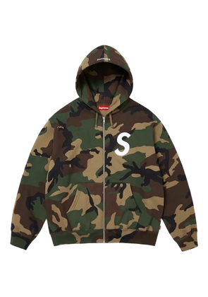Supreme S logo zip-up hoodie - Green