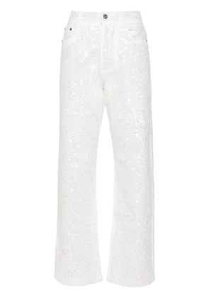 P.A.R.O.S.H. Guff sequin-embellished straight jeans - White