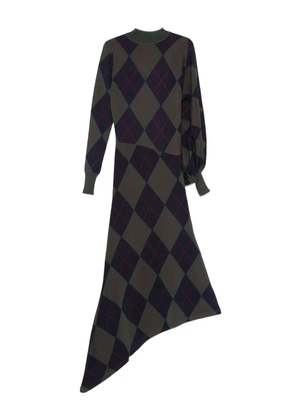 A.W.A.K.E. Mode argyle-pattern asymmetric dress - Blue