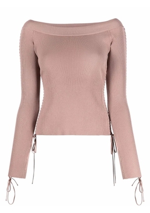 Dolce & Gabbana lace-detail knitted wide-neck top - Pink
