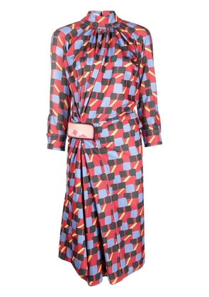 Prada Pre-Owned 1990s geometric-print midi dress - Red