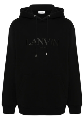 Lanvin embroidered-logo cotton hoodie - Black