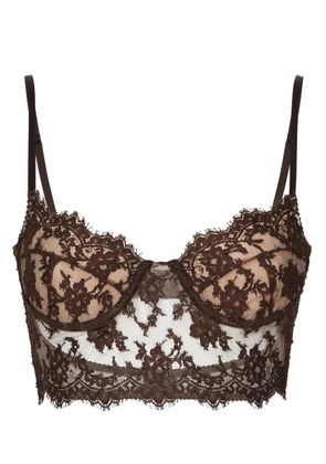 Dolce & Gabbana floral-lace corset-style bra - Black