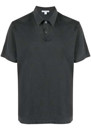 James Perse sueded-jersey polo shirt - Grey