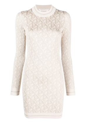 Palm Angels monogram-jacquard knitted minidress - Neutrals