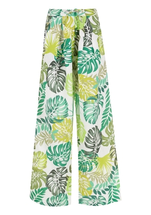 Amir Slama palm leaf print straight trousers - White