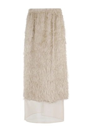Alysi fringed maxi skirt - Neutrals