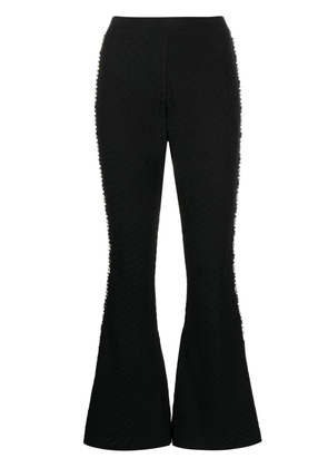 Izaak Azanei knitted embellished flared trousers - Black