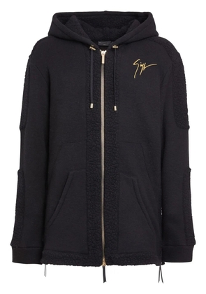Giuseppe Zanotti LR-26 zip-front shearling-trim jacket - Black