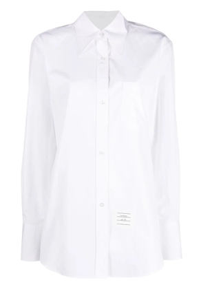 Thom Browne pointed-collar logo-patch shirt - White