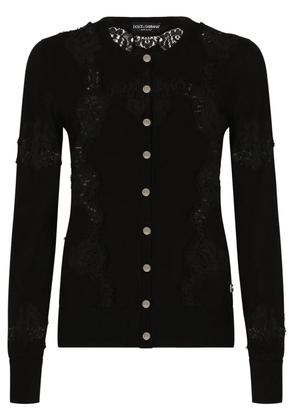 Dolce & Gabbana lace-panel cashmere-silk cardigan - Black