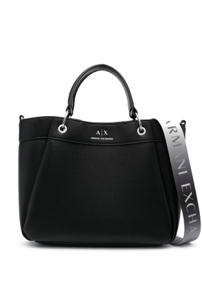 Armani Exchange logo-print leather tote - Black