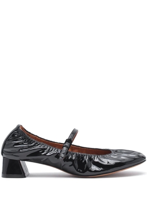 Lanvin wedge-heel leather ballerinas - Black
