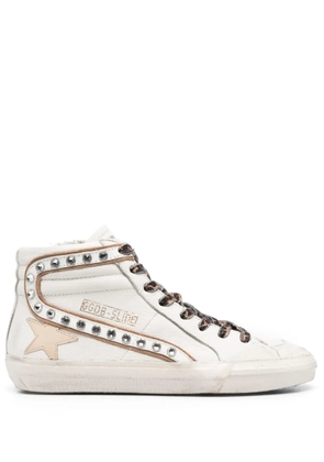 Golden Goose Slide crystal-embellished hi-top sneakers - White