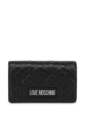 Love Moschino logo-lettering quilted cross body bag - Black